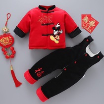 Baby Tang dress winter boy Chinese style female year-old red New Year festive thickened suit New Years Eve suit 1