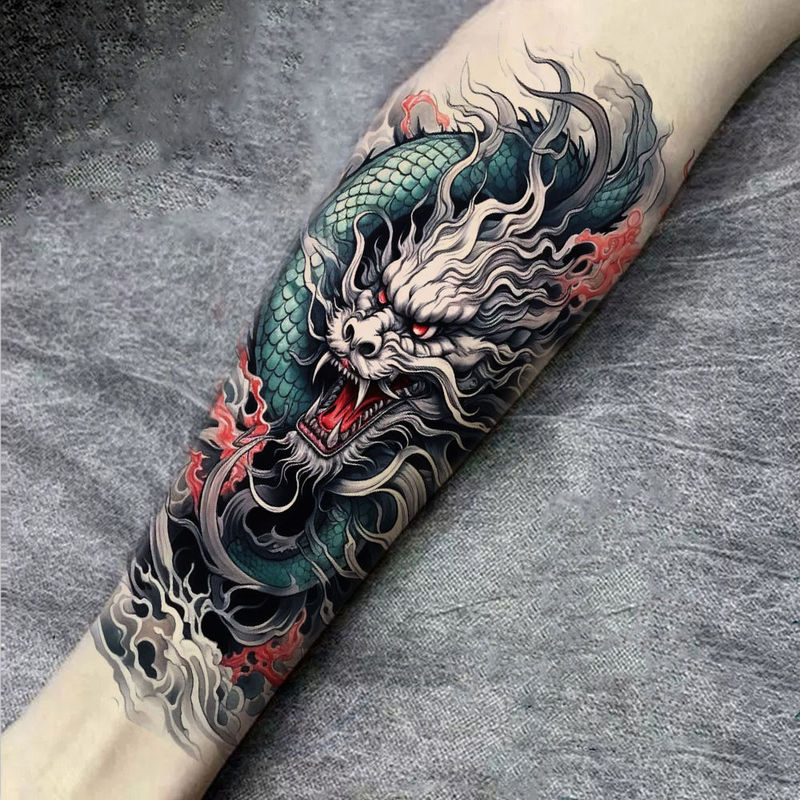 Waterproof Tattoo Stickers for Men, Long-Lasting, Fierce Dragon, Money Claw, Realistic Korean Style, Personalized Chest Dragon, Simulated Tattoo Stickers