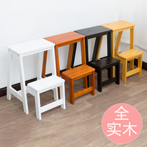 Solid wood folding footstool stairs climbing two or three steps step stools home dual-purpose multi-purpose creative small ladder