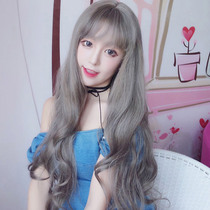 Net celebrity CD ladyboy cross-dressing womens big boss wig Female long curly hair Full headgear micro-rolled air bangs long hair wig