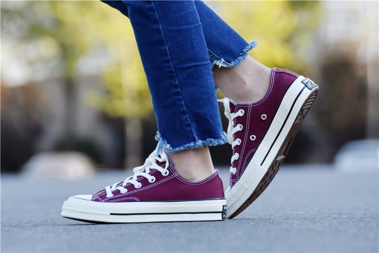 Converse Converse 1970s Samsung tiêu chuẩn rượu vang đỏ cao và thấp đôi nam nữ đôi giày vải giản dị 162051C