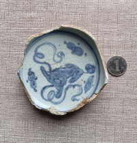 Ming Dynasty ancient porcelain pieces blue and white animals lion