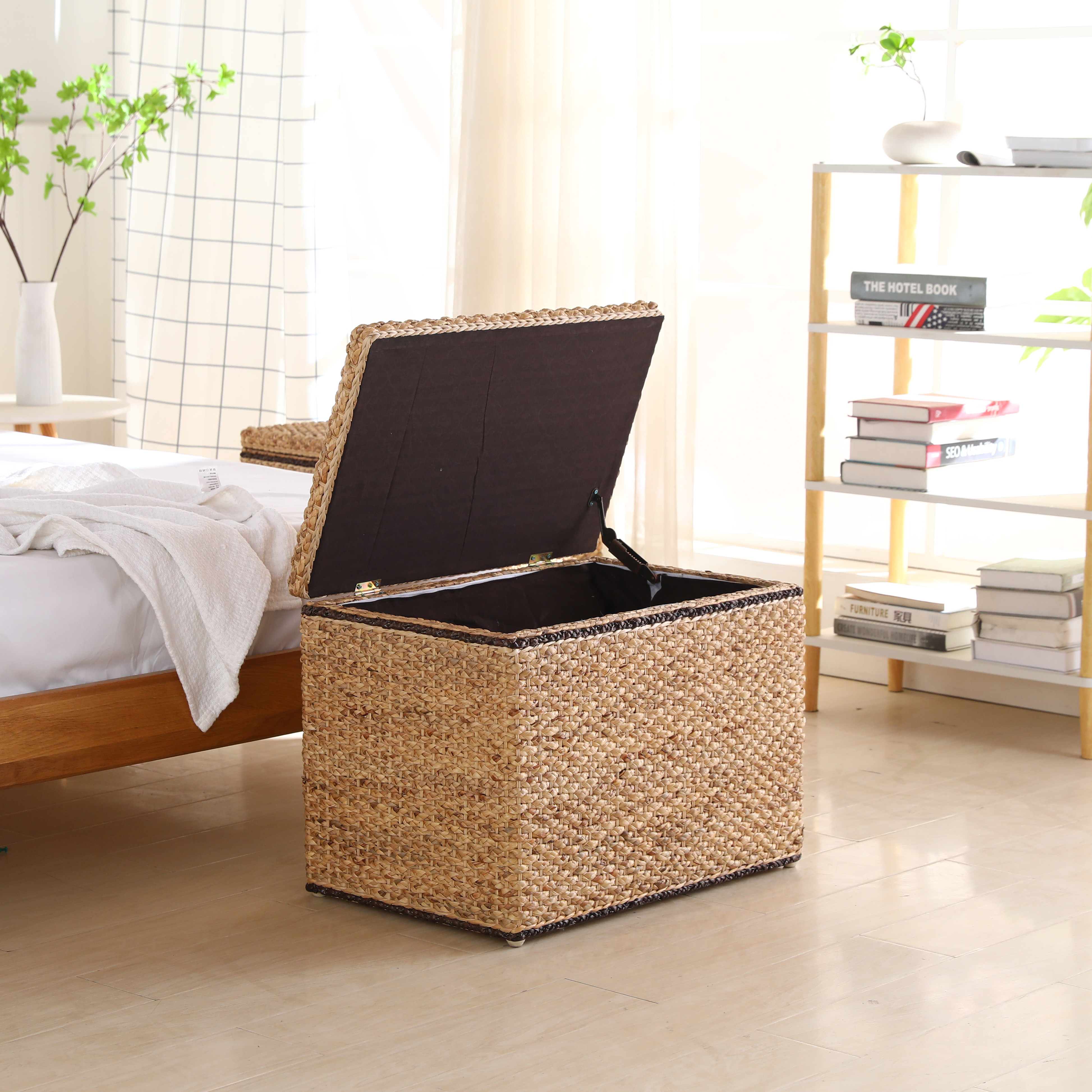 Straw-woven containing box containing box rectangular sitting box straw choreography shoe-changing stool storage field garden bench-bench sofa stool