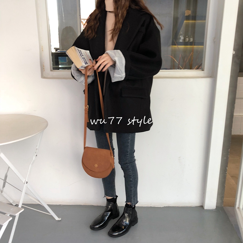 U 77 Phiên bản Hàn Quốc của áo len sọc dài tay áo len dài cỡ lớn áo parka