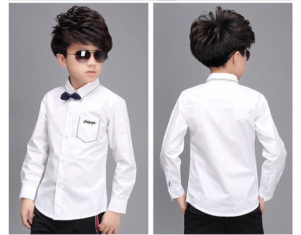 Áo sơ mi trắng bé trai 2018 mùa đông mới to lớn cộng với nhung dày bé trai màu đen ấm áp áo trẻ em mùa đông áo cho bé gái
