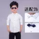 Áo trắng cho bé trai tay dài cotton màu đen cộng với nhung dày phiên bản Hàn Quốc của áo bé trai mùa đông trắng ấm sơ mi họa tiết cho bé gái