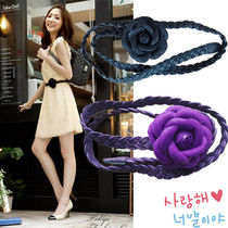 Spring and Summer New 2020 Lady Little Flower Decorative Belt Waist Slimming hipster Dress Purple Belt Women