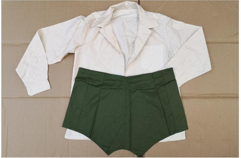 Brand new 65 coarse cloth white shirt green shorts suit practical and collection 100% pure cotton comfort pyjamas