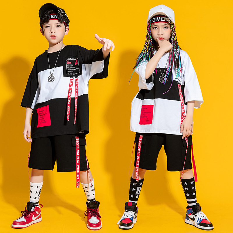 Children's hip hop tide show suit summer boy street dance suit girl jazz dance student sports performance suit