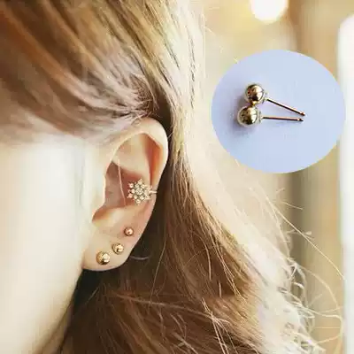Sugar cube home American 14k package gold golden ball golden Doudou ear needle ear bone wild style is not easy to allergy Simple and does not fade