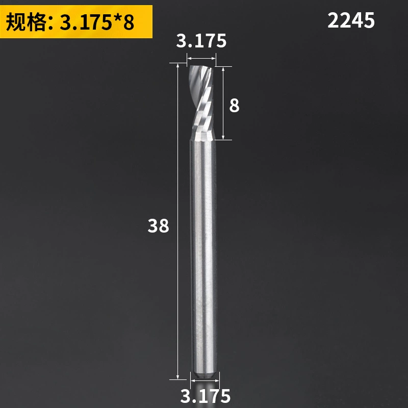 Lidiao thép vonfram 3.175 khắc bit 1 cạnh xoắn ốc phay gỗ chắc chắn mật độ bảng khắc CNC máy công cụ khoan gỗ mũi bắn vít 