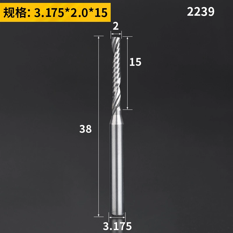 Lidiao thép vonfram 3.175 khắc bit 1 cạnh xoắn ốc phay gỗ chắc chắn mật độ bảng khắc CNC máy công cụ khoan gỗ mũi bắn vít 