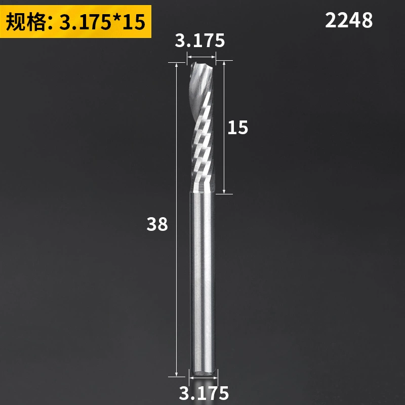Lidiao thép vonfram 3.175 khắc bit 1 cạnh xoắn ốc phay gỗ chắc chắn mật độ bảng khắc CNC máy công cụ khoan gỗ mũi bắn vít 