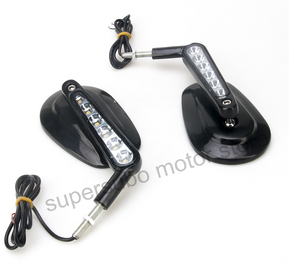 Phụ kiện xe máy Harley chuyển đổi với gương chiếu sáng LED Đen V-ROD VRSCF 2009-2017 - Xe máy lại gương gương xe vision chính hãng