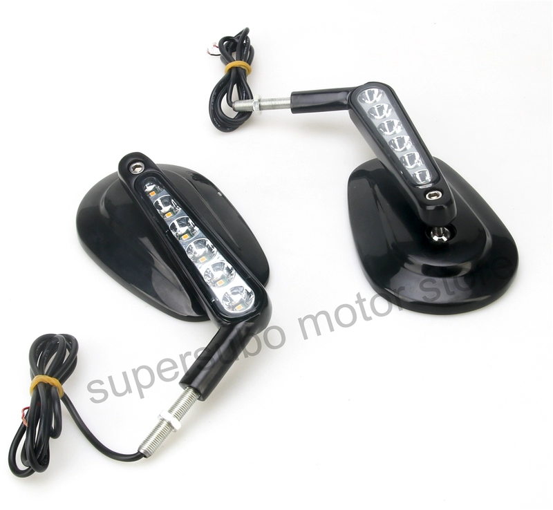 Phụ kiện xe máy Harley chuyển đổi với gương chiếu sáng LED Đen V-ROD VRSCF 2009-2017 - Xe máy lại gương