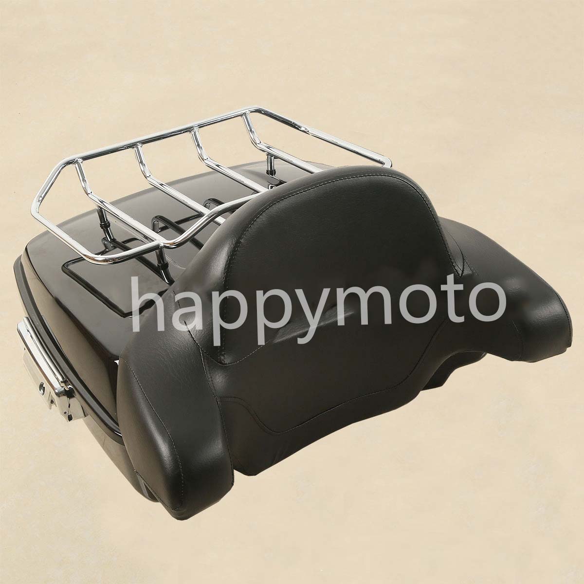 Harley phía sau hộp ABS chất lượng cao Giá đỡ hành lý mạ điện với bộ tựa lưng Road King gliding 2014-2017 - Xe gắn máy phía sau hộp thùng đựng đồ cho xe máy