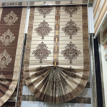 Nail-free European curtains Louver curtains blackout living room study toilet lifting fan-shaped balcony roller blind