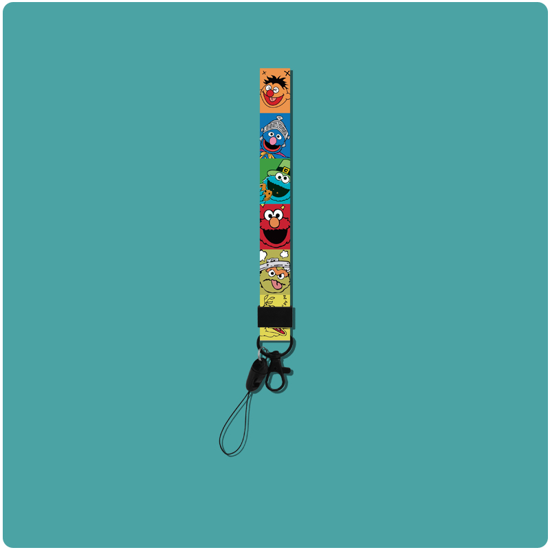 Wrist Rope: Colorful Sesame Streetfabric art mobile phone Lanyard USB drive Pendant men and women have cash less than that is registered in the accounts Wrist strap Key chain Loss prevention Cartoon lovely personality