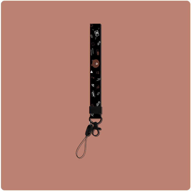 Wrist Rope: Black Bearfabric art mobile phone Lanyard USB drive Pendant men and women have cash less than that is registered in the accounts Wrist strap Key chain Loss prevention Cartoon lovely personality
