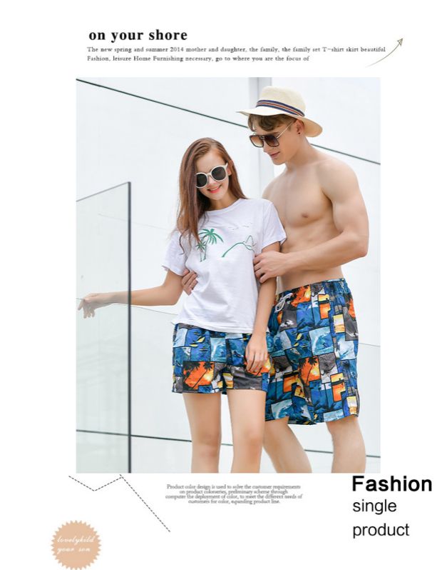 Sóng mùa hè giản dị nhanh khô đôi quần short nam hoa lỏng đôi quần bãi biển kích thước lớn kỳ nghỉ mùa xuân nóng bên bờ biển năm điểm 	quần đi biển tre em	