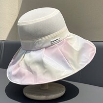 French Summer Black Gum Large Eatery Gradient Color Sunscreen Hat Anti-UV Hollowed-out Ventilated Shading Fisherman Hat