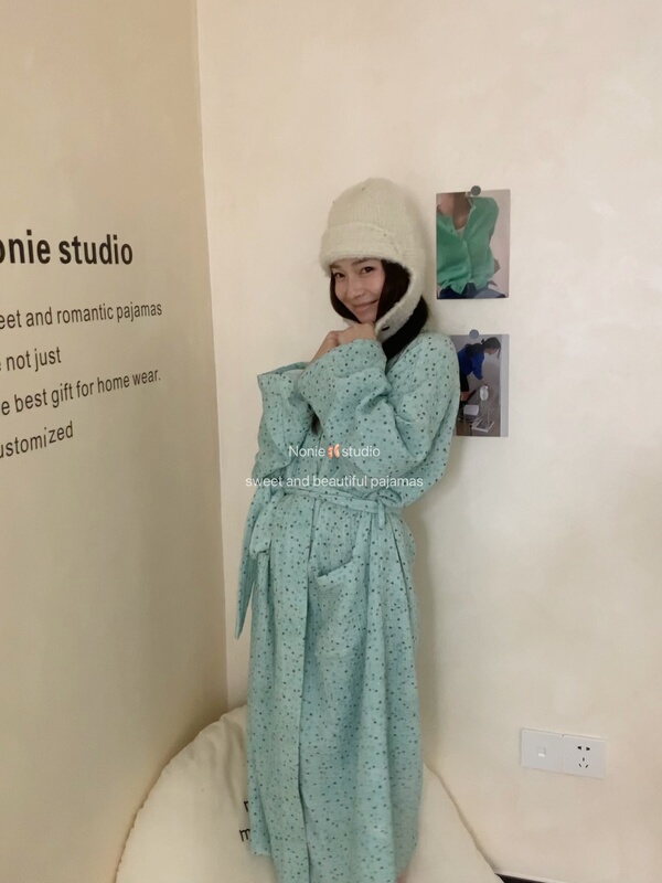 Nonie Studio Cream·Cookie Star Pajamas! Korean New Three-Layer Cotton Gauze Nightgown Loungewear Nonie Studio Cream·Cookie Star Pajamas! Korean New Three-Layer Cotton Gauze Nightgown Loungewear