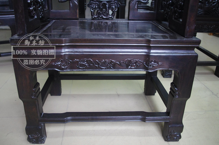 Ebony Zhongtang bộ sáu mảnh của Ganoderma lucidum Taishi ghế trường hợp tám bàn cổ tích hoa cao một số đồ nội thất cổ Ming và Qing Trung Quốc - Bàn / Bàn bàn ghế gỗ phòng khách nhỏ