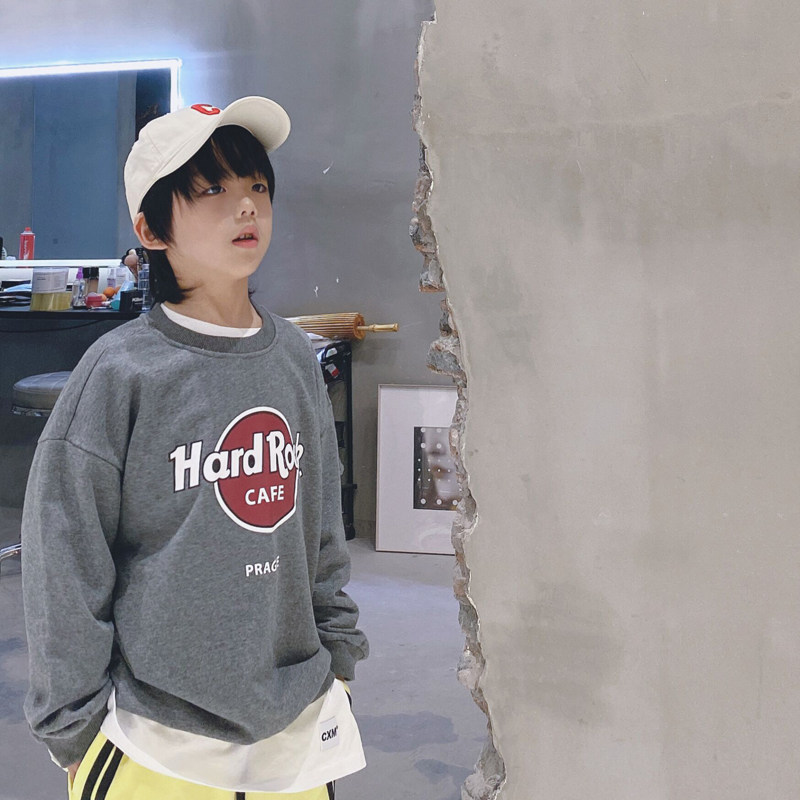 2022 Spring loaded new children's clothing casual blouses Japanese version of Korean version Chauded boy necropolis long sleeve round collar pure cotton cover headcoat