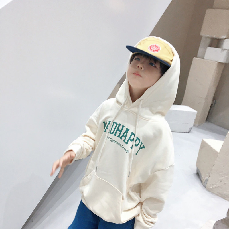 2022 autumn new children's clothing Japanese casual loose letter hooded pullover casual top boy hoodie Korean version unisex