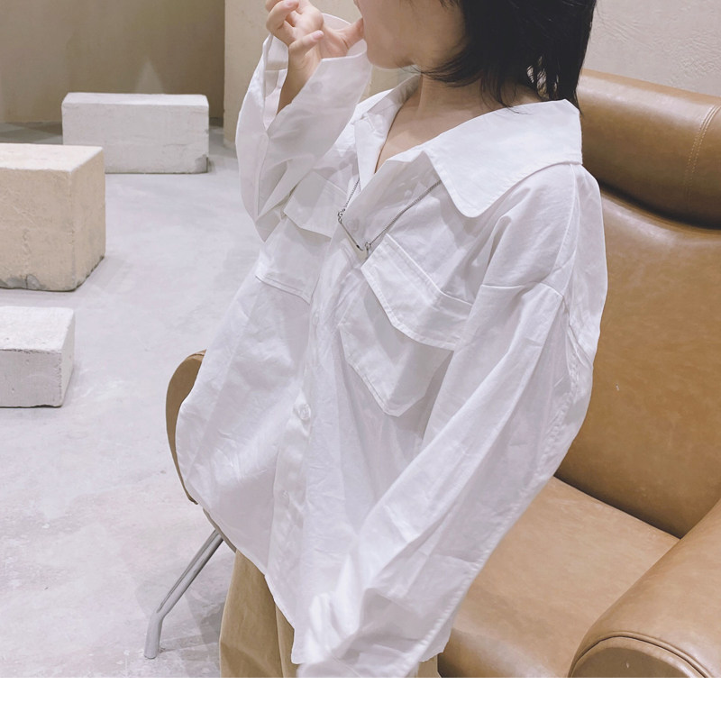 2022 Spring new Children's Day Department Loose Pure Color Child Clothing Neutral Tooling Long Sleeve Shirt Boy Shirt Han Version