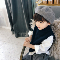 2022 spring new children's English style waistcoat boys and girls baby knitted vest baby cotton wool waistcoat