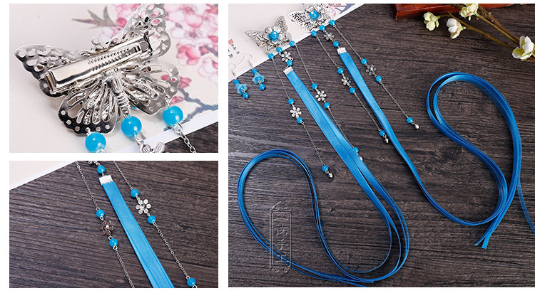 Trang phục cổ xưa mũ tóc cổ điển phong cách cổ điển phụ kiện Hanfu 绢花 lược tua ruy băng phụ kiện tóc băng tóc phụ kiện tóc ngắn