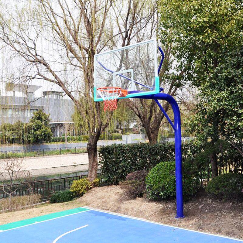 Standard ground-buried one-arm basketball stand Neighborhood Square Stationary Round Pipe School Basketball Stands Outdoor Basketball Stands-Taobao