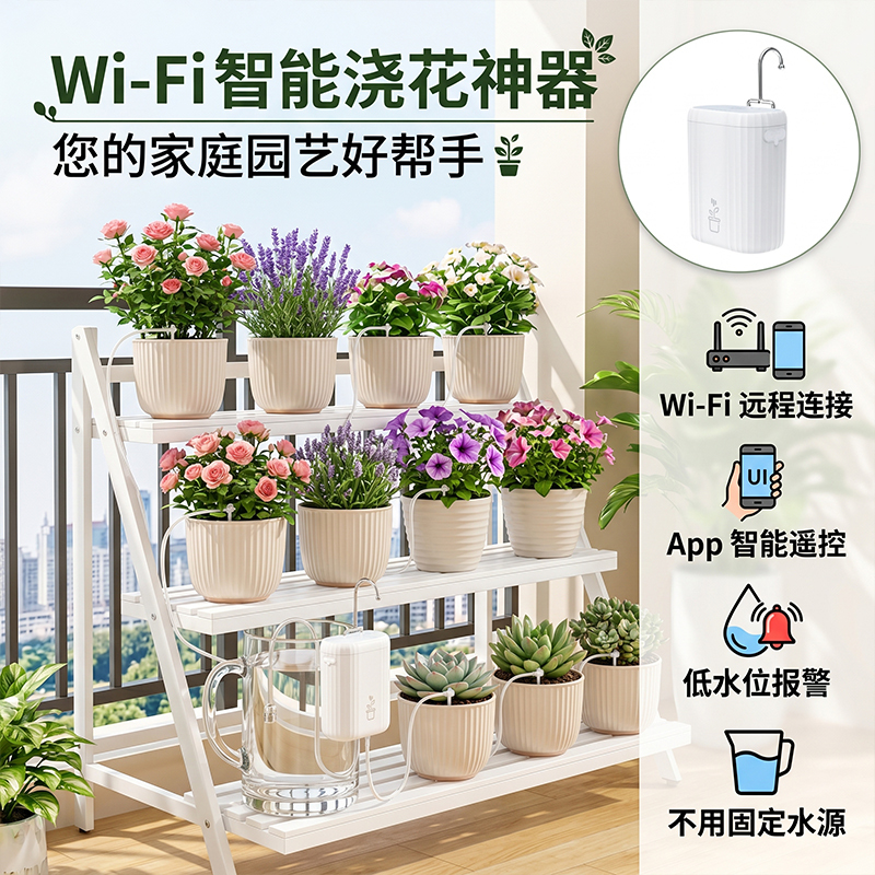 Wifi Automatic Flower Watering Device, Remote Watering System, Drip Irrigation Gadget, Smart Home Irrigation System, Timed Garden Watering for Absences