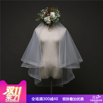 2020 new Korean bride long double-layer tour veil fairy beauty wedding long tailed wedding headwear 133