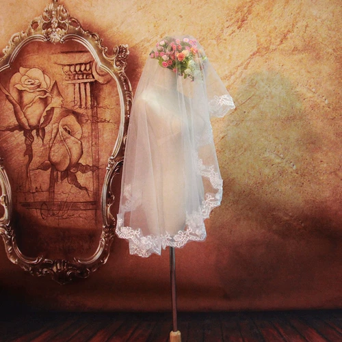 Знаменитая невеста свадьба свадебные свадебные коврики белые кружевные кружевы 1,5 метра свадебная мандаринская короткая 021