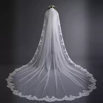 2020 new Korean bride long version 3 meters lace travel veil Xianmei wedding long tail wedding headdress 136