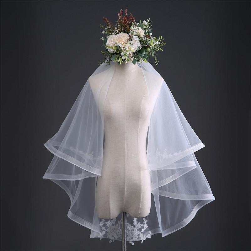 2020 new Korean bride short multi-layer lace veil super fairy beauty wedding forest wedding styling headdress