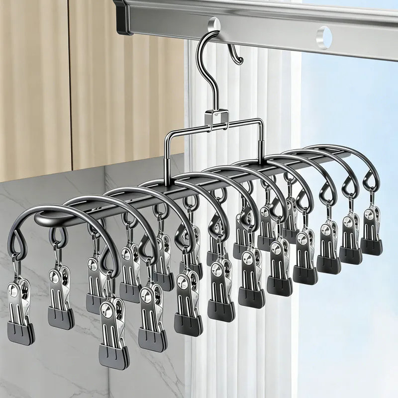 Japanese Sock Drying Rack Stainless Steel Household Clothes Hanger with Multiple Clips for Hanging Underwear and Pants Multifunctional Children's Clothes Hanger Japanese Sock Drying Rack Stainless Steel Household Clothes Hanger with Multiple Clips for Hanging Underwear and Pants Multifunctional Children's Clothes Hanger