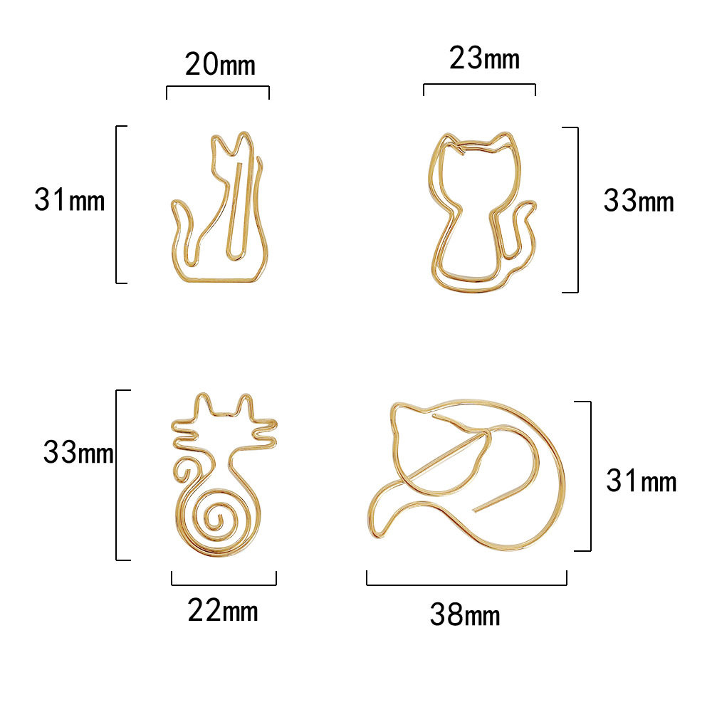 Cartoon cat paper clips, various shapes, kitten paper clips, cute creative special-shaped paper clips, handbook storage