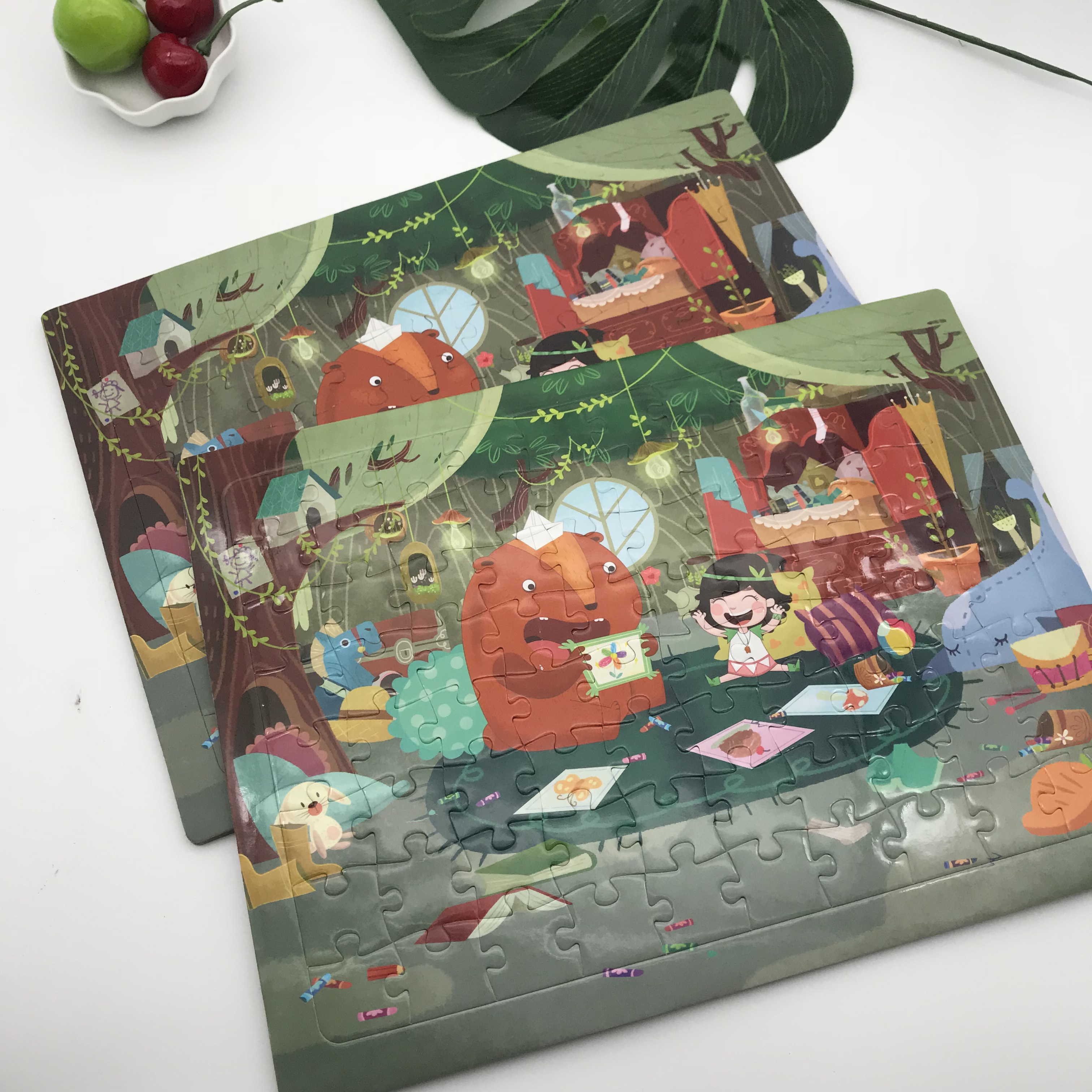 Paper puzzle custom 60 pieces of jigsaw puzzle magnetic Wood puzzle piece hard board puzzle LOGO custom wholesale