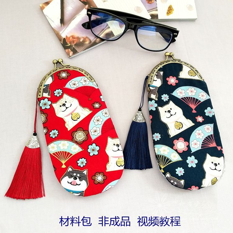 Film tutorial Material bag Non-finished product free of cut hot hand DIY day style cloth art mouth gold glasses bag creative gift