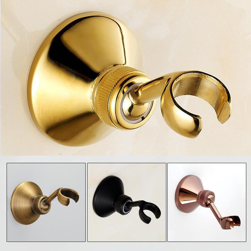 Antique-Style All-Copper Wall-Mounted Hook Bracket, Gold and Black, Universal Movable Shower Head Holder, Shower Head Bracket, Copper Base