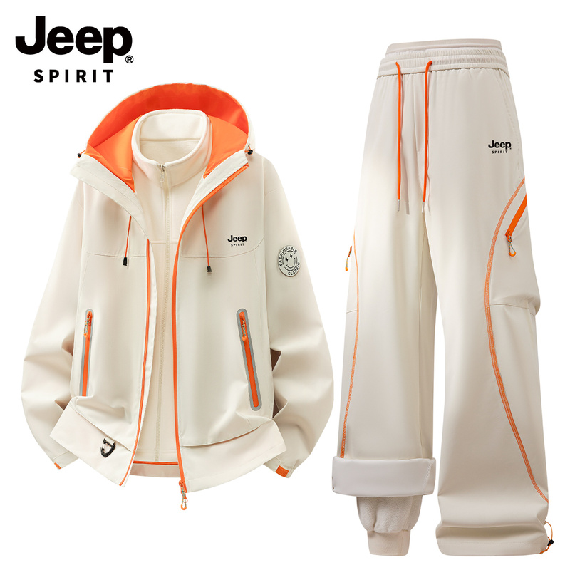 Jeep Spirit Jacket Set for Men and Women, Outdoor Hiking Sports Warm Three-In-One Mountaineering Suit Two-Piece Set Jeep Spirit Jacket Set for Men and Women, Outdoor Hiking Sports Warm Three-In-One Mountaineering Suit Two-Piece Set