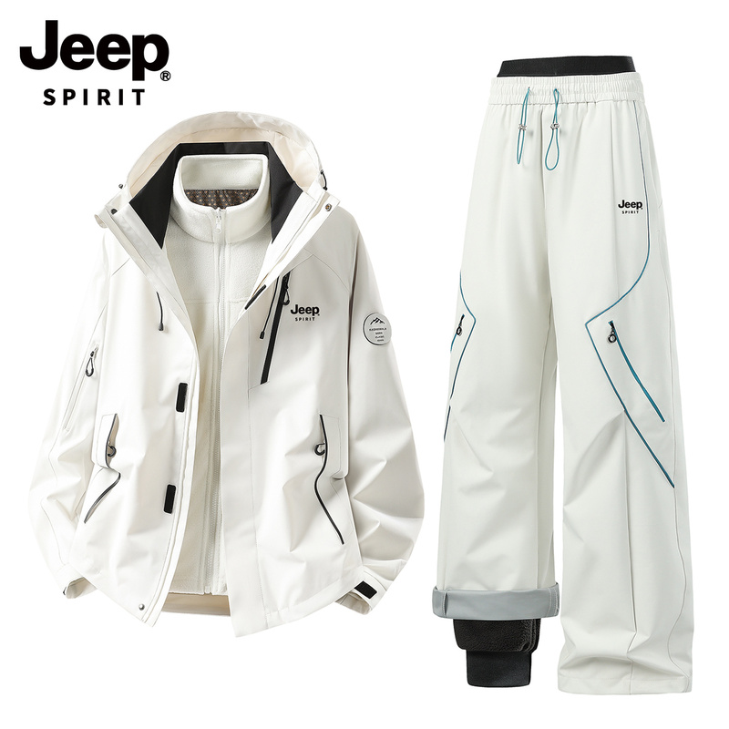 Jeep Spirit Three-In-One Jacket Set for Men and Women, Autumn and Winter Outdoor Hiking Outfit, a Complete Set of Mountaineering Clothing Jeep Spirit Three-In-One Jacket Set for Men and Women, Autumn and Winter Outdoor Hiking Outfit, a Complete Set of Mountaineering Clothing