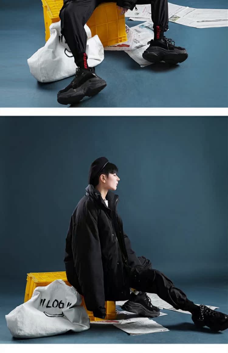 Quần áo cotton mùa đông oversized cặp đôi chất liệu cotton cho học sinh phiên bản dày của Hàn Quốc áo lông vũ