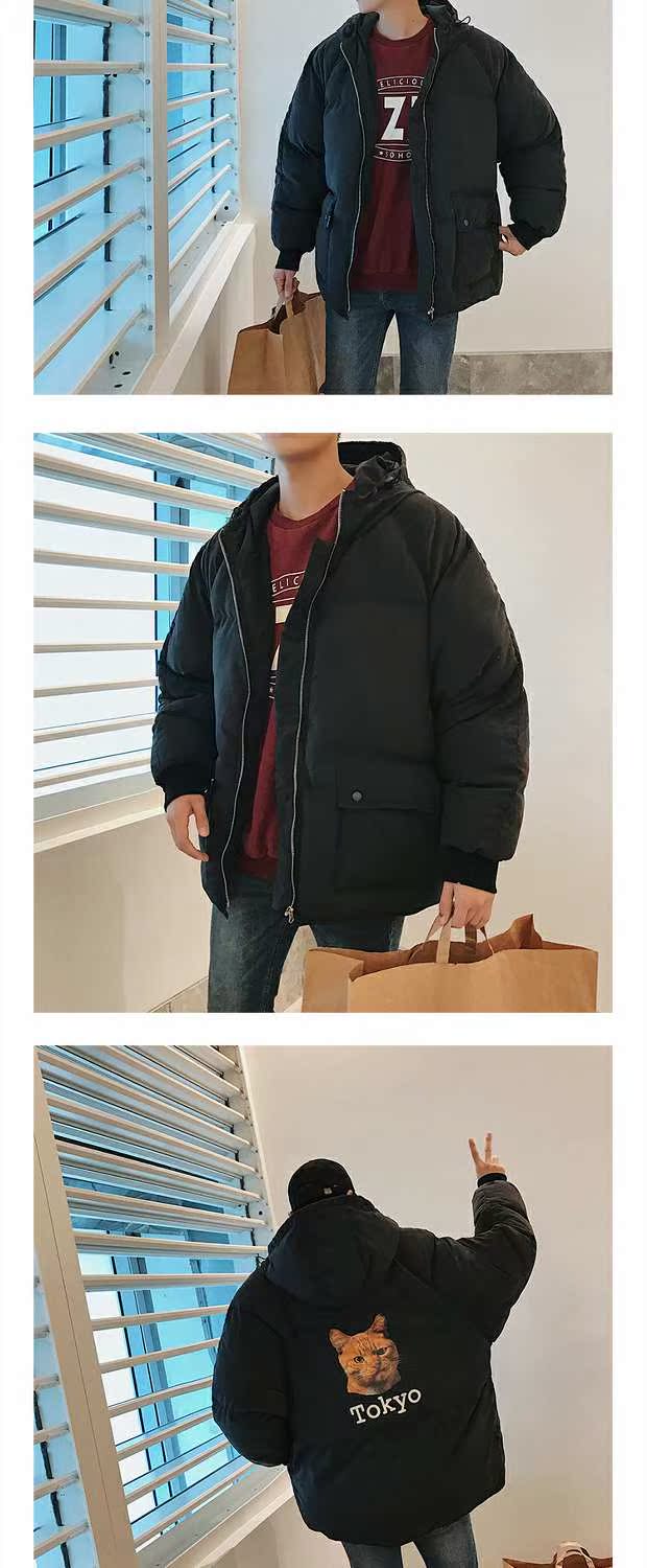 Mùa đông chic cotton quần áo cặp sinh viên dày trùm đầu bánh mì quần áo phim hoạt hình in áo bông in áo xu hướng nam áo khoác cardigan