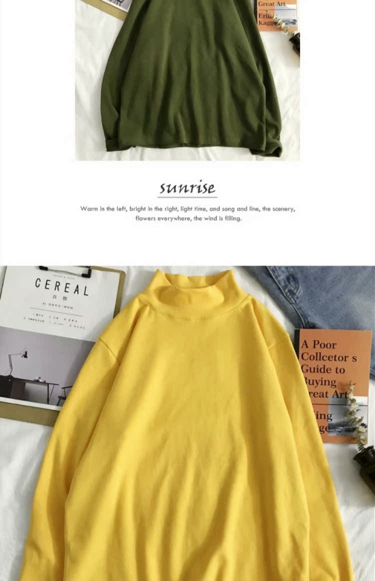 Áo thun dài tay mùa thu nam ulzzang nửa cổ cao phiên bản Hàn Quốc của chiếc áo rời đáy xu hướng áo sơ mi sang trọng quần áo nam