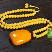 Flowing pattern chicken oil gold twisted beeswax safe brand pendant Amber square necklace gold pepper sweater chain pendant