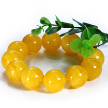 Similar to natural chicken oil yellow old beeswax bracelet round beads Amber with transparent flowing texture floating salt water fluorescent bracelet
